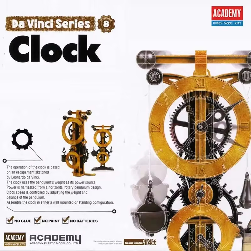 Model Kit Academy - アカデミー組み立てモデルキット、ダ・ヴィンチ科学シリーズ 18150 時計、接着剤不要の可動式