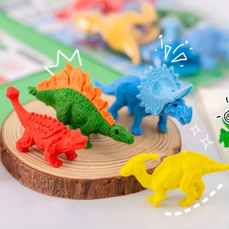 Model Kit Dinosaur Bandai - 4 ピース/1 セットクリエイティブ漫画 3D 恐竜モデリング消しゴムセット賞品小さなギフト子供消しゴム学用品かわいい