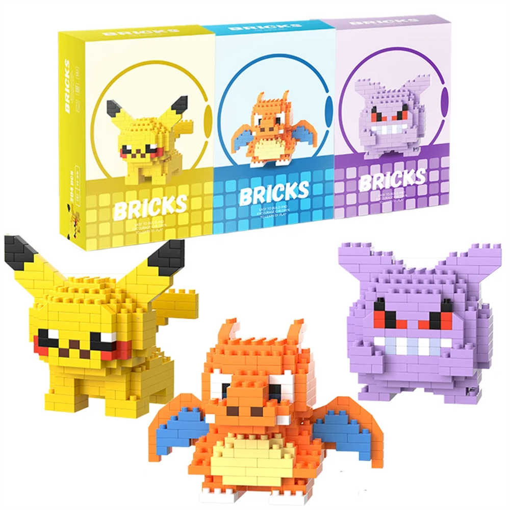 Model Kit Pokemon - ポケモンマイクロビルディングブロックピカチュウドラゴナイトゲンガーミニレンガモデルキットDIYおもちゃギフト子供向け