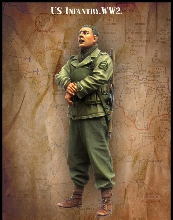 Model Kit Ww2 - 1/35 スケール米陸軍歩兵第二次世界大戦樹脂フィギュアモデルキット歴史的な軍事ミニチュア 1 フィギュア未組み立て未塗装 386