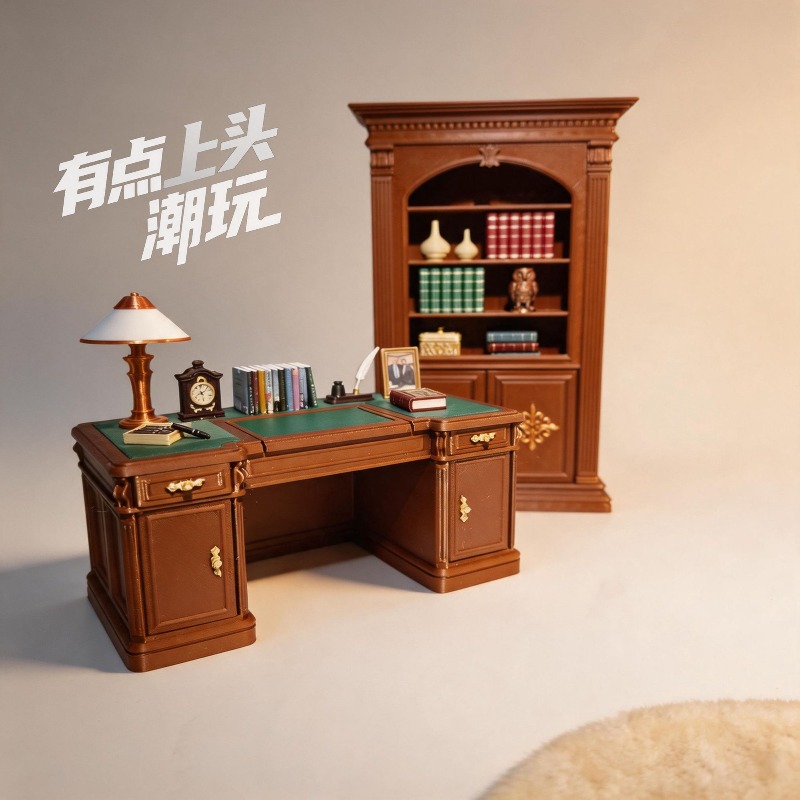 Model Kit History - オリジナル 1/12 ミニチュアヴィンテージアメリカンスタイルオフィスデスクチェアセットリアルな装飾モデルキット家庭/オフィス用コレクターズアイテム